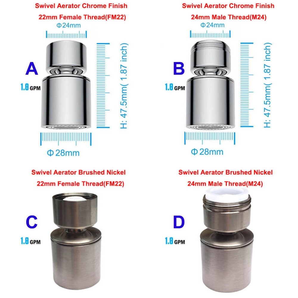Dual-functie 2-Flow Waterbesparende Kraan Beluchter, Tap Beluchter Swivel, Aanrecht Beluchter Kraan Sproeier Hoofd Vervanging Deel