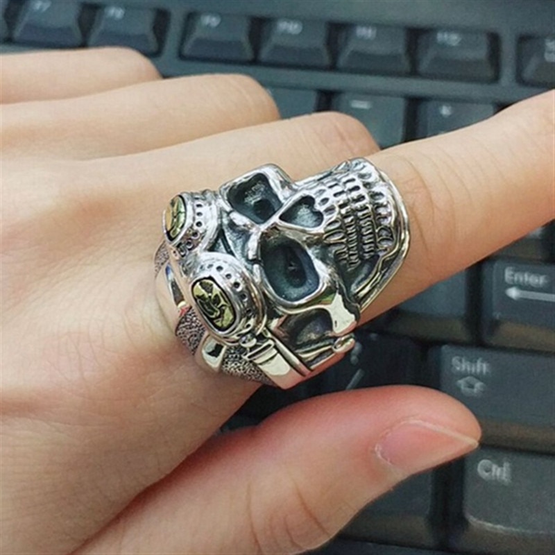 FDLK – bague Punk gothique Vintage avec crâne à l&#39;ancienne pour hommes, bijoux de fête à vélo de la seconde guerre mondiale