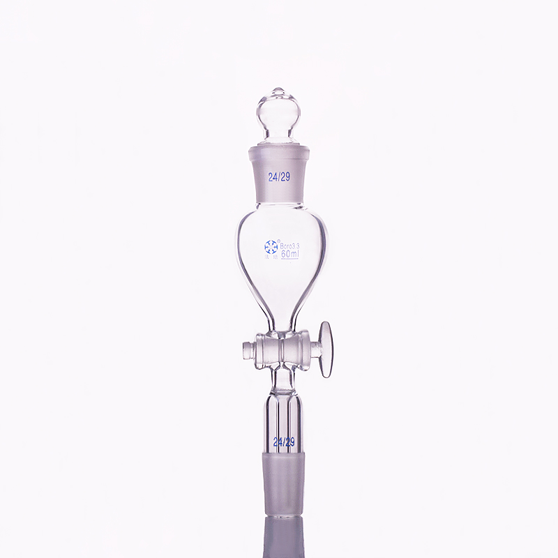 Spherical separatory funnel globe shape,with ground-in glass stopper and stopcock,Capacity 60ml,Joint 24/29,Glass switch valve