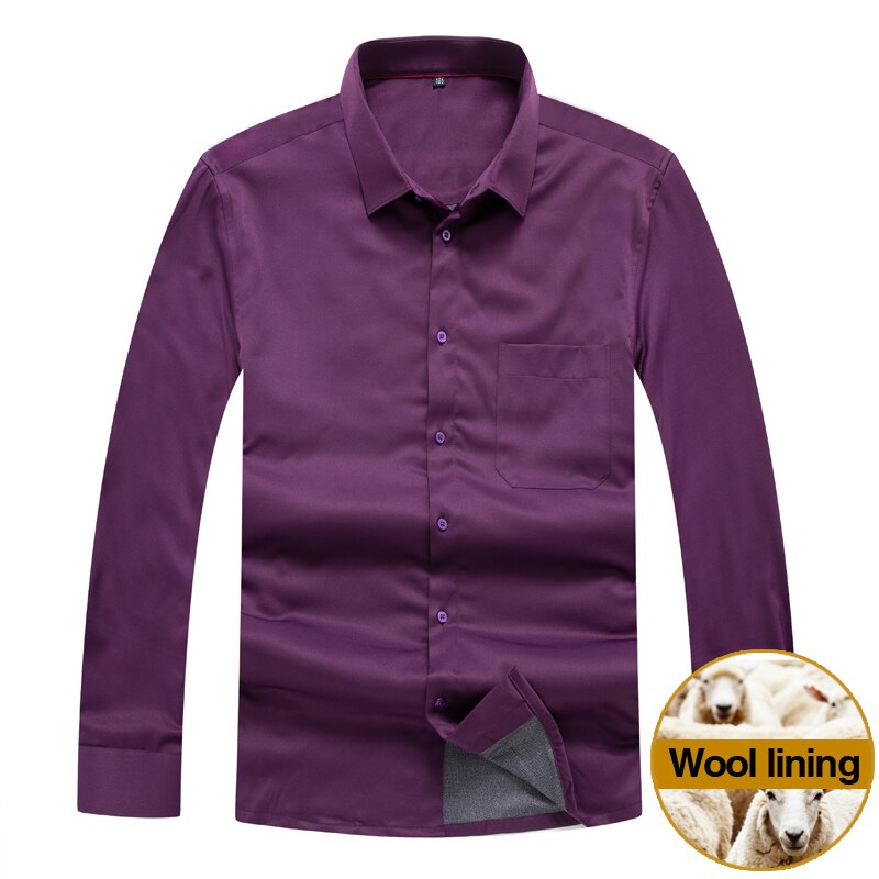 Winter grote maten wollen voering warm overhemd heren zakelijk casual dik warm overhemd met lange mouwen heren merkkleding plus maten 5xl 6xl 7xl: Rood / 210-7xl