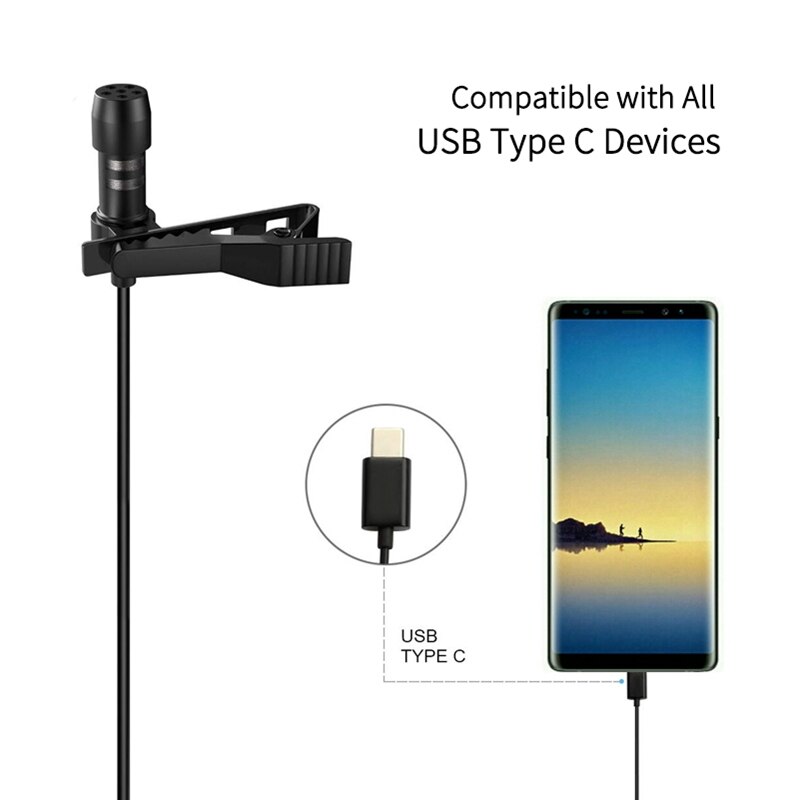 Mobiltelefon miniklipp mikrofon type-c lavalier mikrofonopptak til huawei xiaomi samsung android telefon