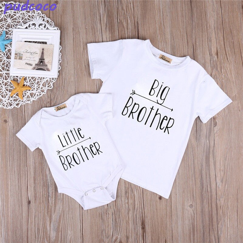 Brotherhood Clothes Lovely Summer Little Brother Baby Boys Romper Bodysuit Big Boy T-shirt Tops Cute Brothers Clothing Outfits