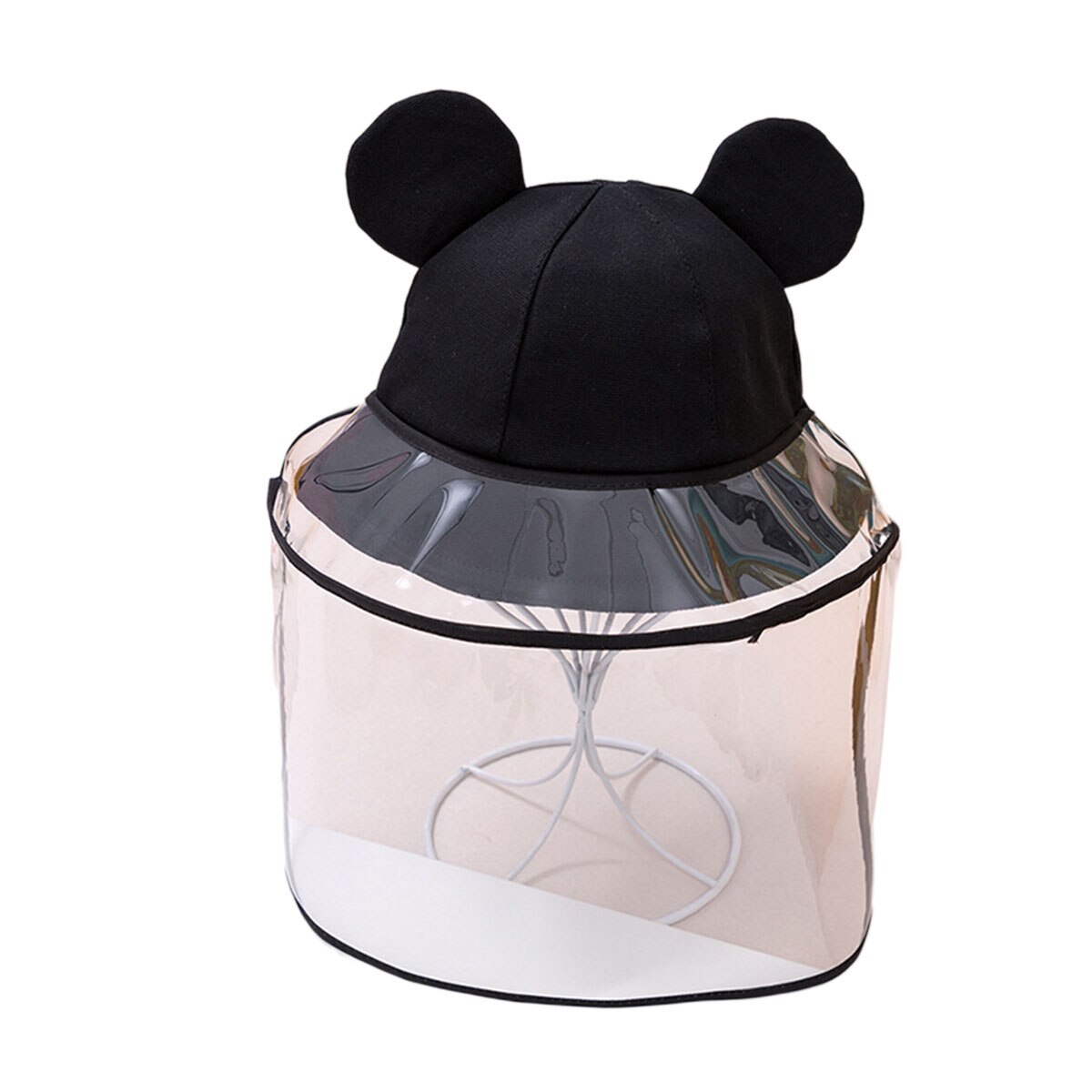 Gorros protectores de oso de seguridad para bebés y niños con protector transparente antigotículas, Anti-Saliva, a prueba de salpicaduras y a prueba de polvo para todo el rostro: Black