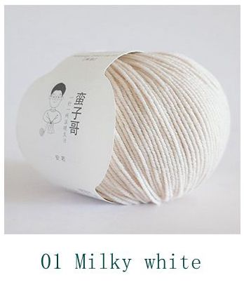 100% Merino Wool Yarn 50g 150M Soft And DIY Handmade Knitted Baby Sweater Hat: 01 milk white