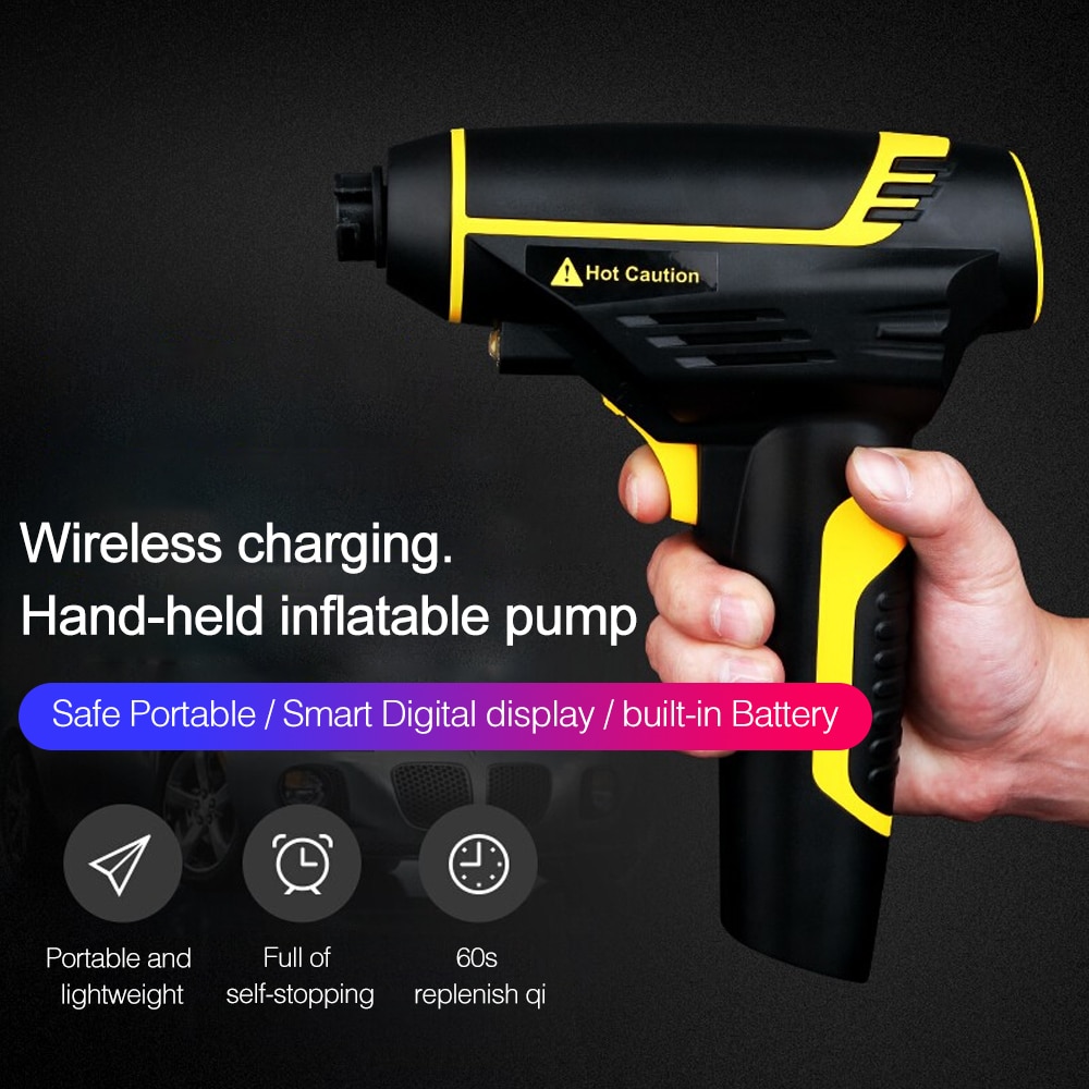 150 PSI 120W Wireless Car Air Compressor Pump Digital LED Smart Car Tire Inflator Handheld USB Rechargeable Inflatable Pump
