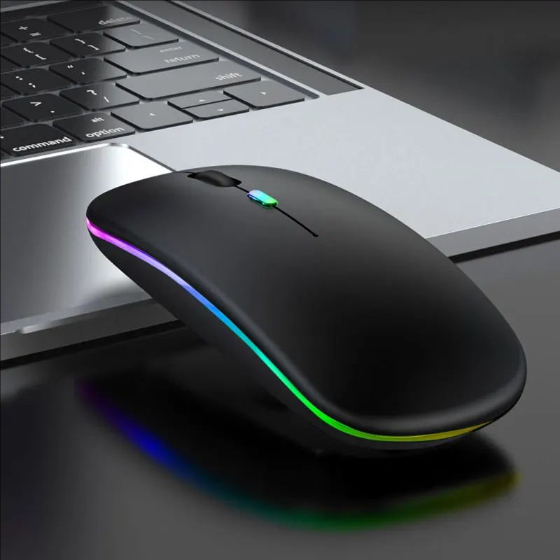 Bezprzewodowa mysz Bluetooth 5.0 2,4 GHz, z lampką USB z możliwością ładowania RGB, odpowiednia do laptopów, komputerów PC, Macbooków, myszy do gier 1600 dpi