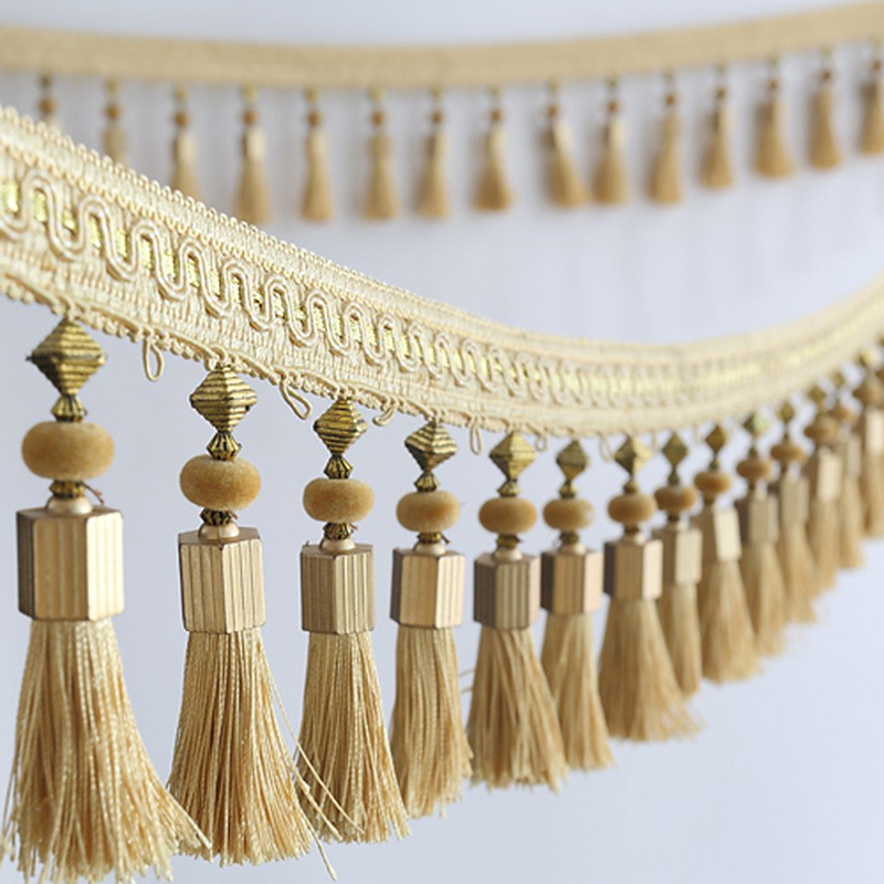 3M Kwastje Kralen Fringe Rand Gordijn Accessoires Trim Kant Boho Bekleding DIY Party Opknoping Ring Koorden Ambachten Naaien Decor: Goud