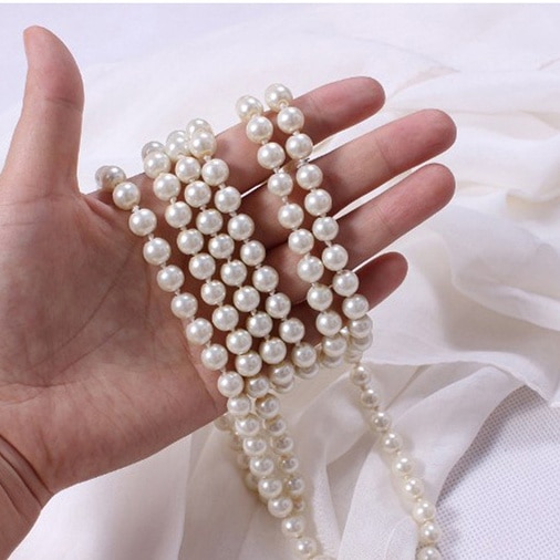 Women Jewelry, Pearl Bead Necklace,Long Sweater Chain Necklace For Women Dress Accessories JJ139