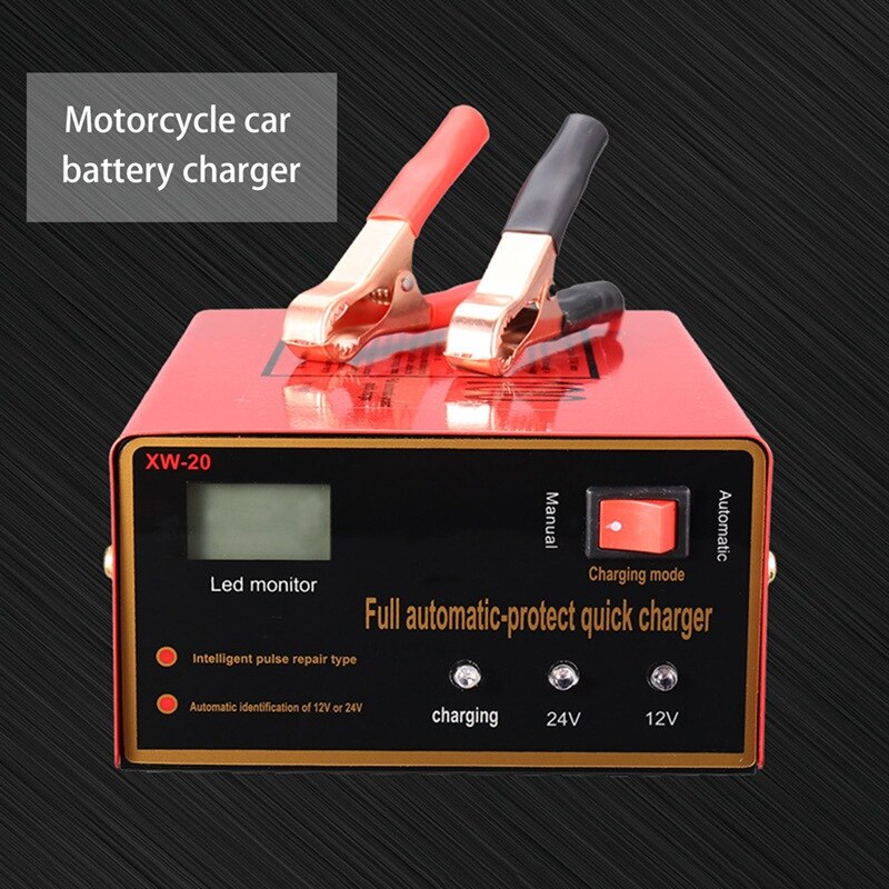 12/24V Automatic Smart Car Battery Charger for Auto Motorcycle Intelligent Pulse Quick Battery Charging Units US/EU/AU/UK Plug