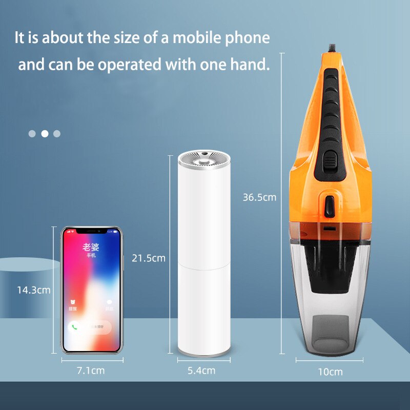 Draagbare Auto Stofzuiger Handheld Auto Vacuüm Sterke Zuigkracht Laag Geluidsniveau Stofzuiger Voor Auto Thuis Nat Droog Dual Gebruik schoonmaken