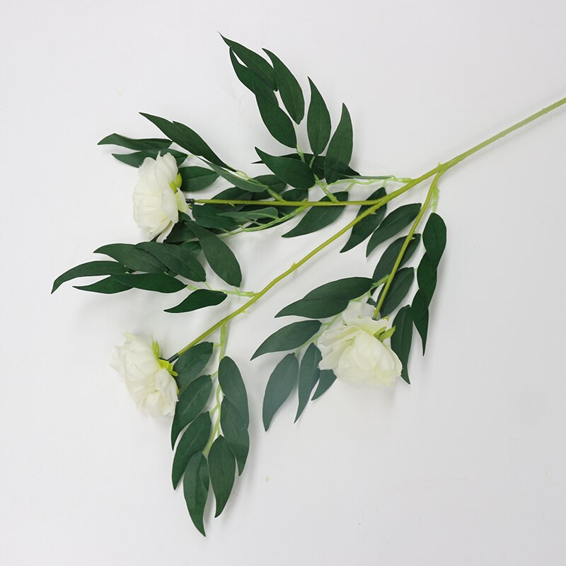 66cm lange europæiske kunstige blomster 3 hovedbælte blad silke rose bryllup blomst alien rose dekorativ blomster fest indretning 1 stk.: 12
