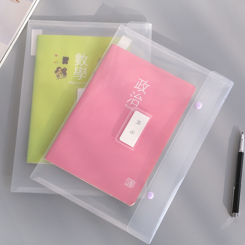 A4 Size Envelope Folder PP Plastic Storage Pouch Holder Paper Document File Folder Organizer Bag with Snap Button Closure