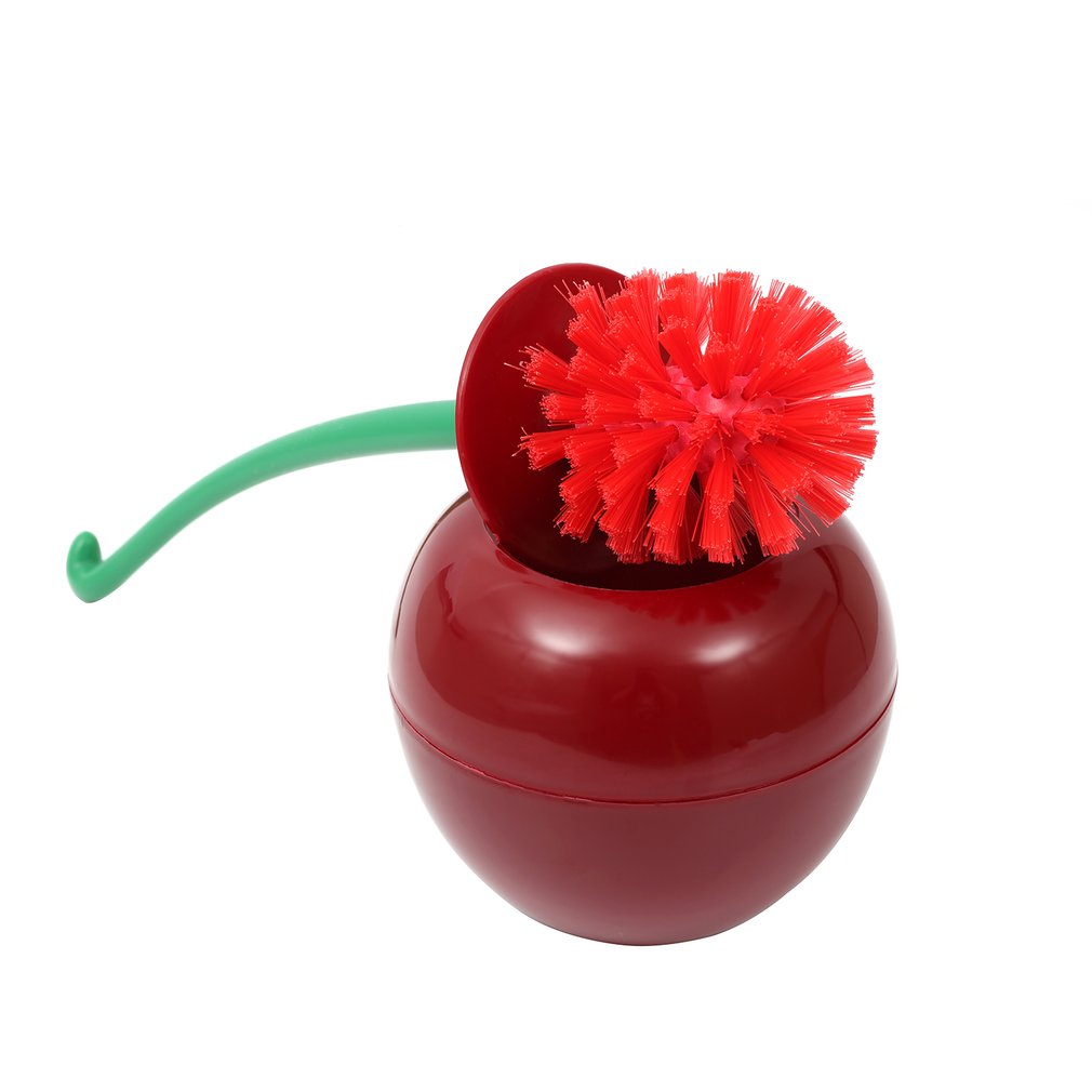 Mooie Cherry Vorm Toilet Borstel Toiletborstel & Houder Set Cleaning Tool Plastic Badkamer Accessoires Rood: Default Title