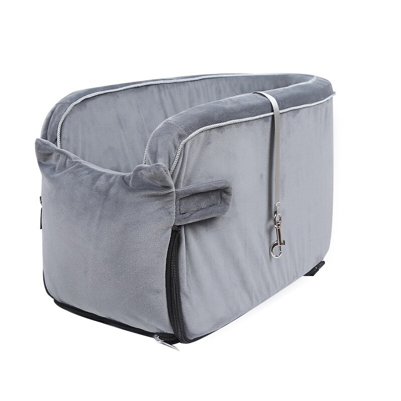 Arm Rest Dog Car Seat,Dog Booster Car Seat For Small Dogs,Pet Car Console Seat Travel Carrier Cage For Cars: Gray