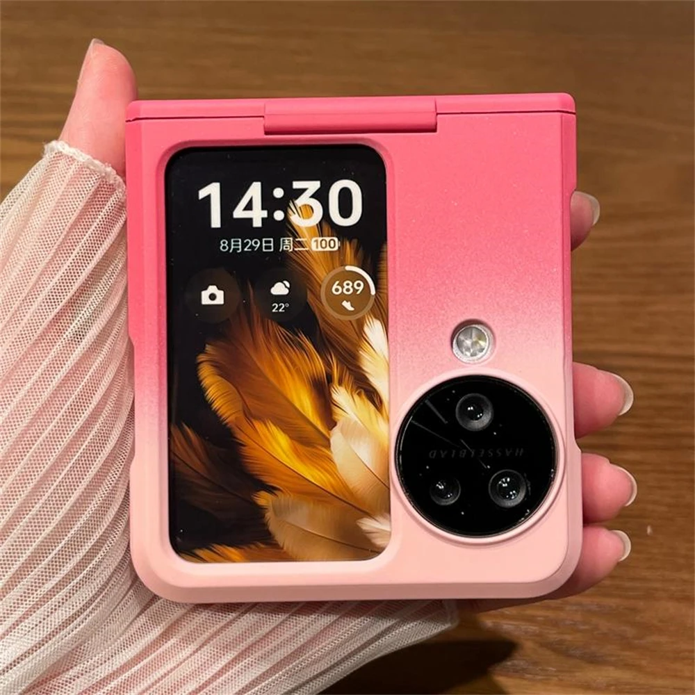 Opvouwbare hoes met kleurverloop en scharnierbescherming Telefoonhoesje voor OPPO Find N2 N3 Flip Cover Schokbestendig omhulsel: Aluminium / Sky Blue