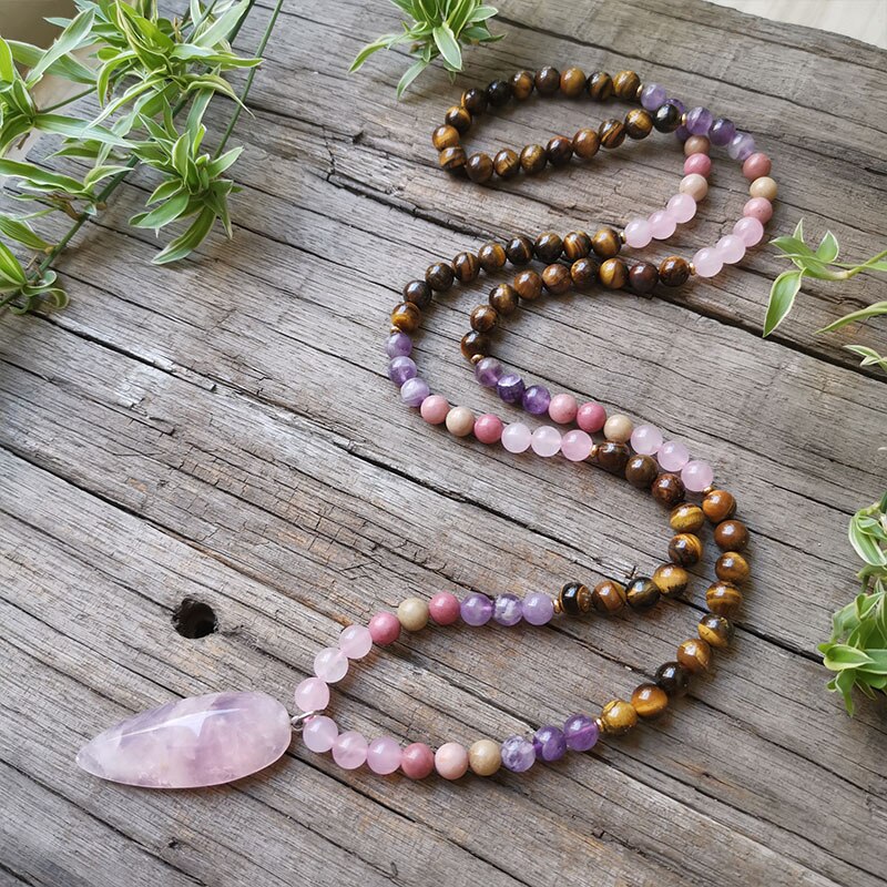 8mm Natural Stone Beads,Tigers Eye Pendant Necklace,Amethyst,Charming Bracelet,Spiritual Power Jewelry,108 Mala Beads: Rust red