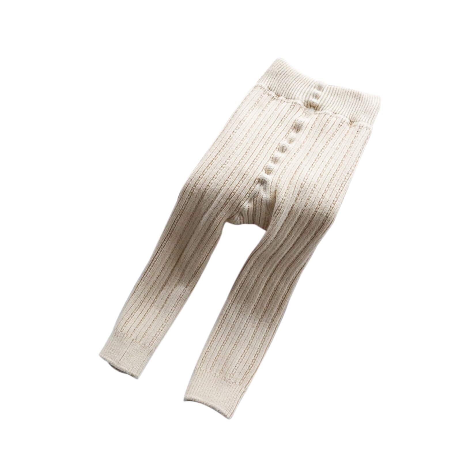 Leggings per bambini carini 0-4Y autunno inverno collant tinta unita vita alta elastica nono pantaloni pantaloni a costine Legging per bambina: khaki / 2-4 Years
