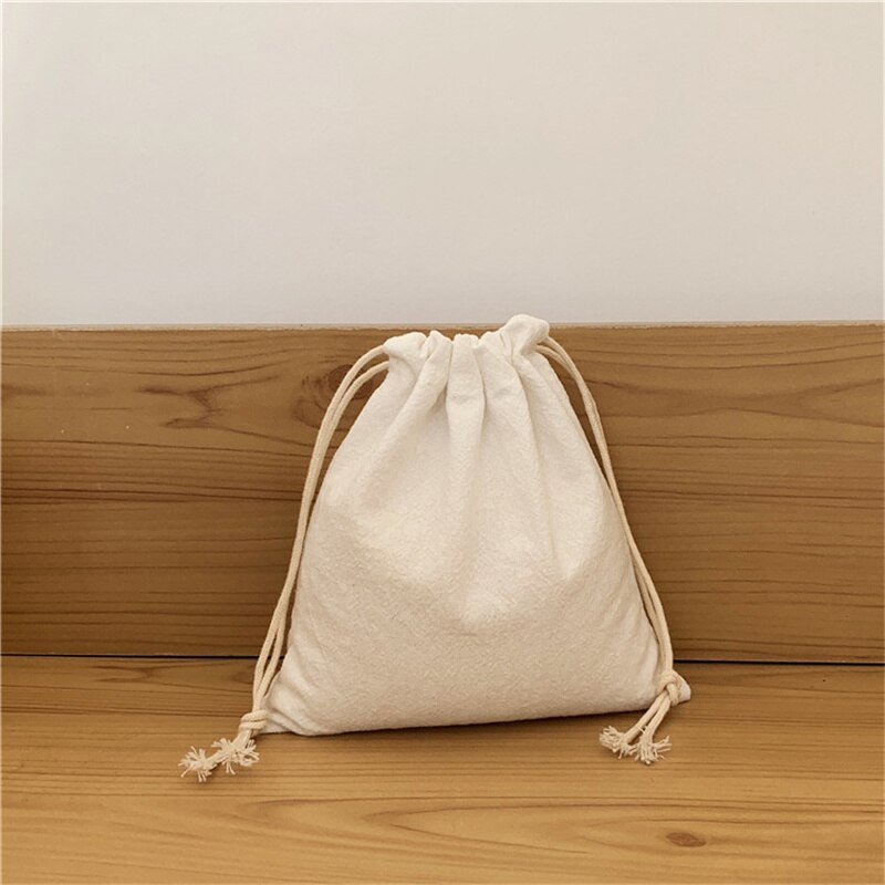 Einfarbig Japanischen Einfache Kordel Tasche Frauen Abschluss Lagerung Beutel niedlich machen-hoch Tasche Weihnachten Süssigkeit Schmuck Organizer: Beige