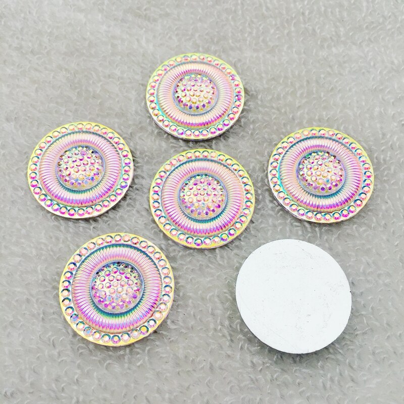 25mm Resin Rhinestones Flat Back Beads Round Gems For Clothes Dress Crafts wedding DIY 12pcs -HY340