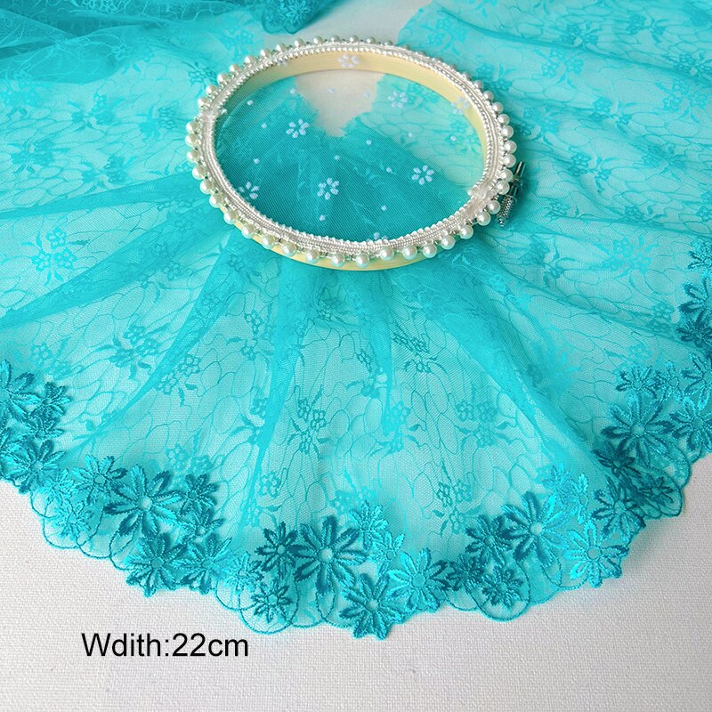 5 Yards 17-26cm Multicolor Mesh Embroidery Lace Trim Handmade DIY Needlework Sewing Doll Dress Clothing Material 150: 15 width 22cm