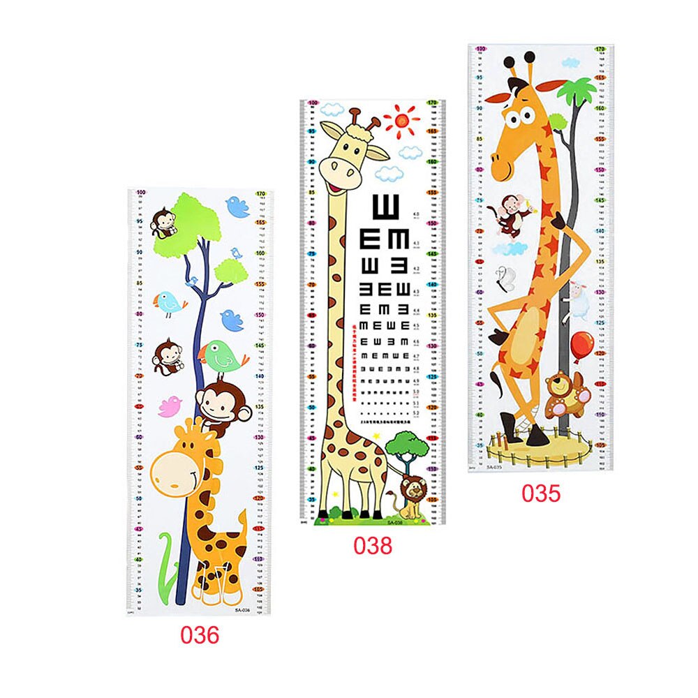 Barn barnrum dekoration tecknad djur tillväxt höjd mäta diagram 1.7m väggdekal dekal