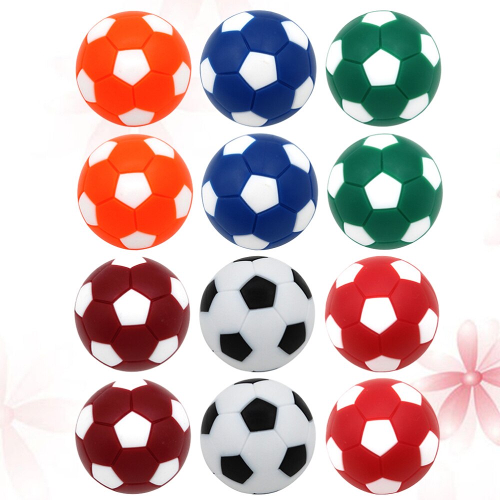12PCS Colorful Mini Classic Plastic Durable Soccer Tabletop Footballs Foosball Balls for Playing Entertainment