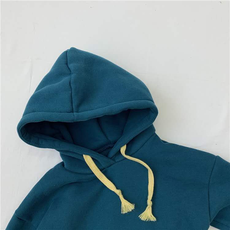 Outono inverno meninos e meninas regular estilo coreano algodão bebê macacão de manga comprida com capuz cor sólida hedging moda