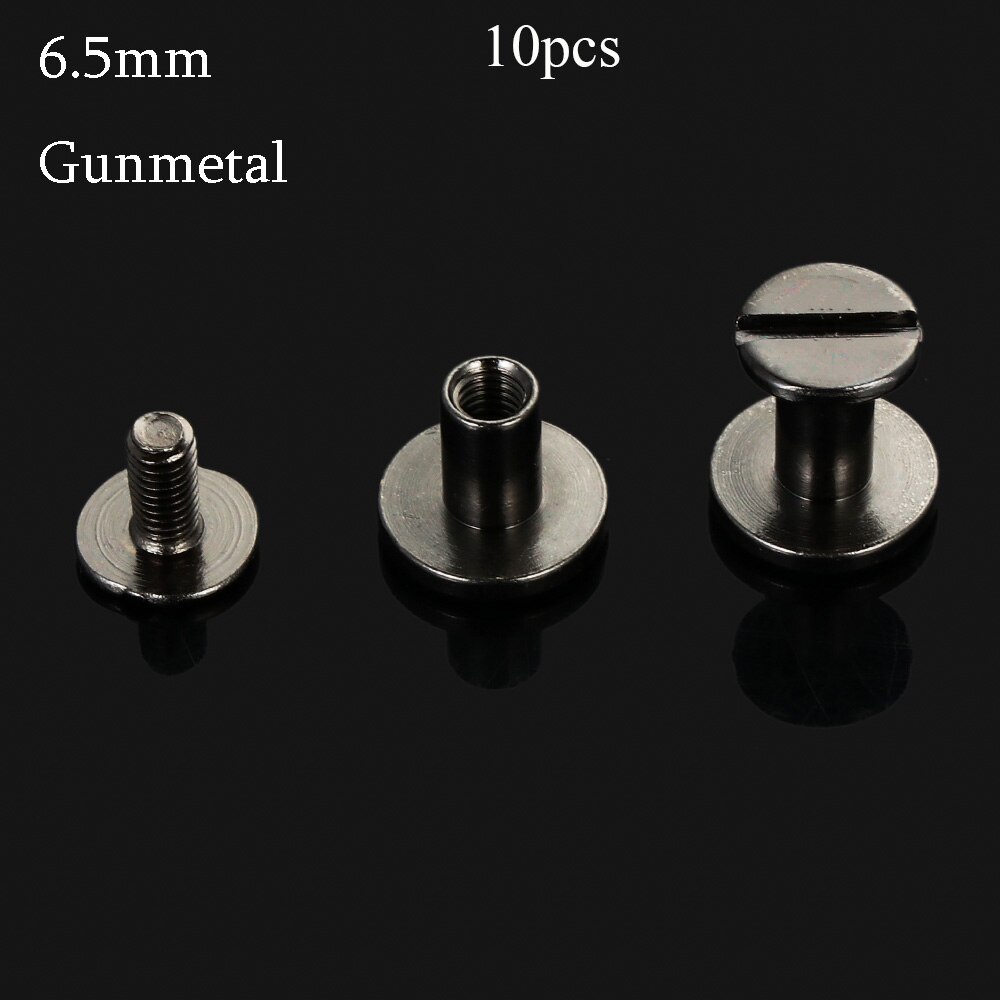 10Pcs 5/6.5/8Mm Diy Band Klinknagels Schroef Leather Craft Solid Nail Bolt Boekhouding Ronde Kop Schroeven Bagage Craft Messing nail: gunmetal-6.5mm-10pcs