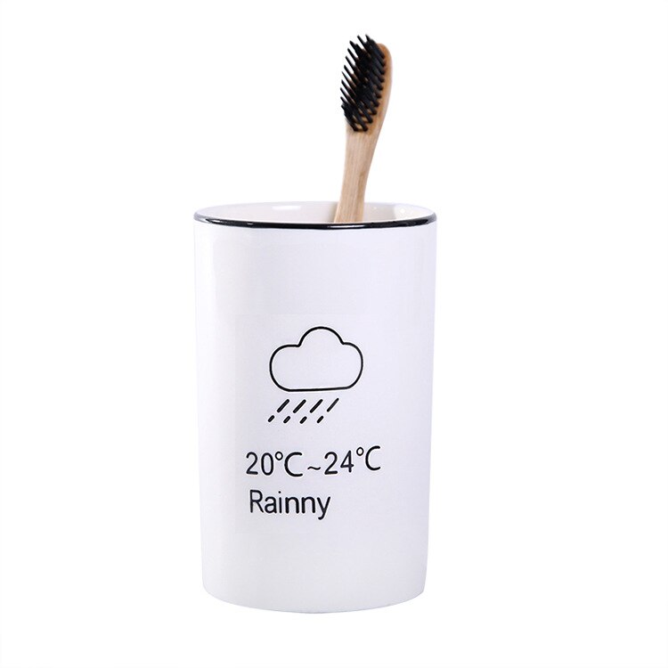 Escova de dentes cerâmica copo criativo dos desenhos animados escova copo doméstico lavar copo copos do casal hotel casa de banho produtos de higiene pessoal escova copo: Tooth cup rainny