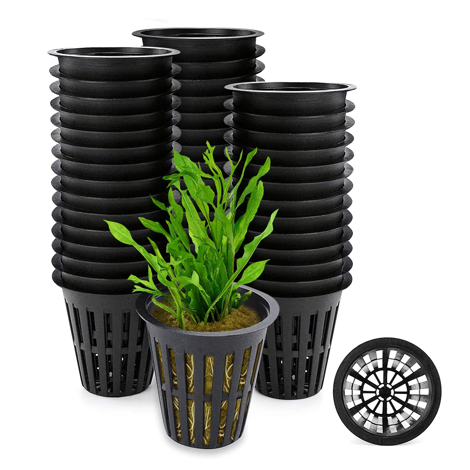 Vasos de red para macetas hidropónicas, cultivo sin suelo para jardín, taza de red de malla ranurada, enrooter de plantas de plástico, cestas de red cultivadas, macetas para vivero