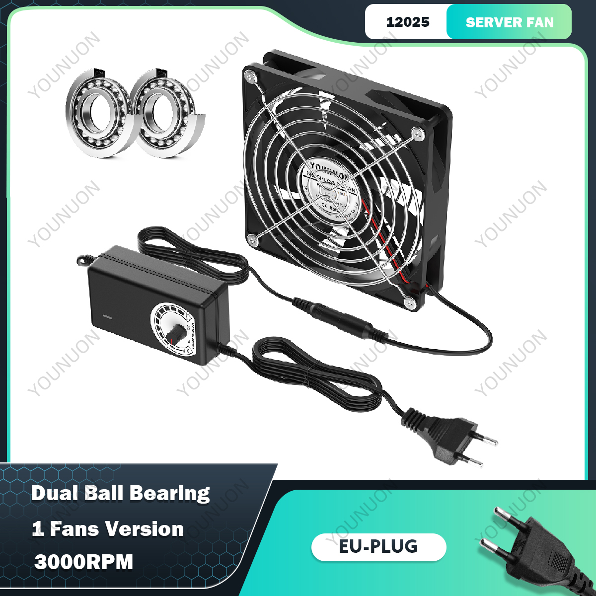 120Mm Computer Ventilator Met Speed Controller Ac Stekker Netsnoer 110V 220V Naar Dc 3V - 12V 2A Uitlaat Cooling Router Groeien Tent Plant: Blauw