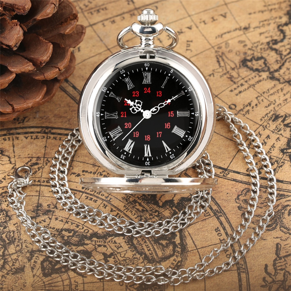 Antique rétro chiffre romain affichage Quartz montre de poche argent or collier pendentif horloge de noël pour hommes femmes