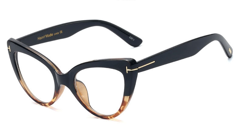 vintage Style Cat eye glasses frame women brand Optical Transparent Eyeglasses Frame Female: Black Leopard
