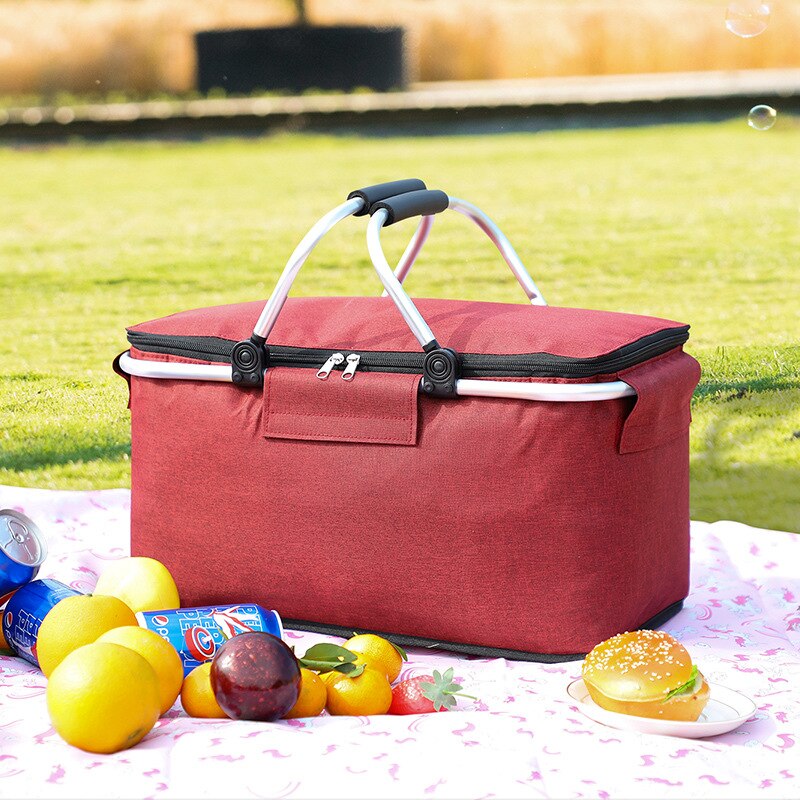 Outdoor Picnic Bag Portable Insulation Bag Camping Drinks Food Storage Basket Foldable Camp Bag Foldable Large Capacity
