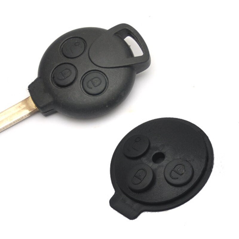 Per Smart Fortwo 2009 2010 2011 2012 2013 2014 di Gomma a Tre Pulsanti Auto Chiave Tasto di Ricambio Nero