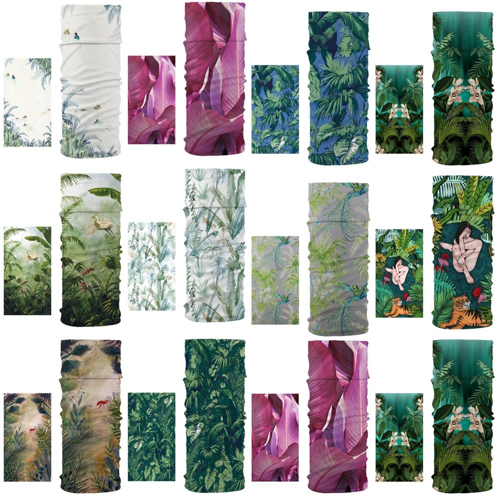 Dessin animé vert plante motif Bandana écharpe tête/visage/masque/cou double usage Tube magique foulard cyclisme en plein air Sport chapeaux