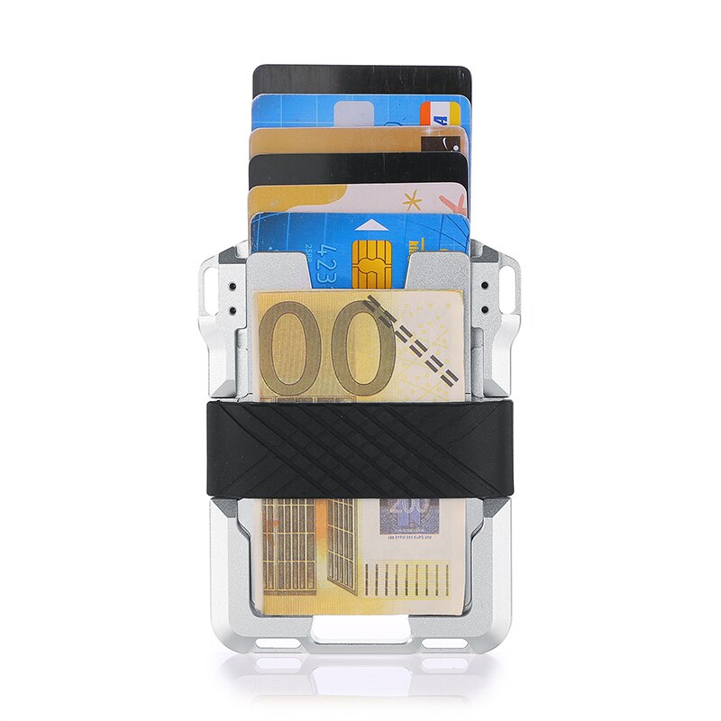 NFC Rfid Metal Bank Credit Card Holder Men Women Minimalist Wallet Male Cardholder porte carte Billetera case for badges choker: Silver