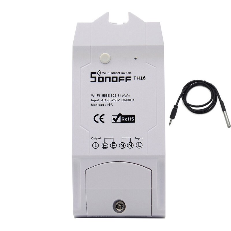 Sonoff TH16 Smart Wifi Schakelaar Monitoring Temperatuur Vochtigheid Smart Switch Domotica Kit Werkt voor Alexa Google Thuis: TH16 With DS18B20