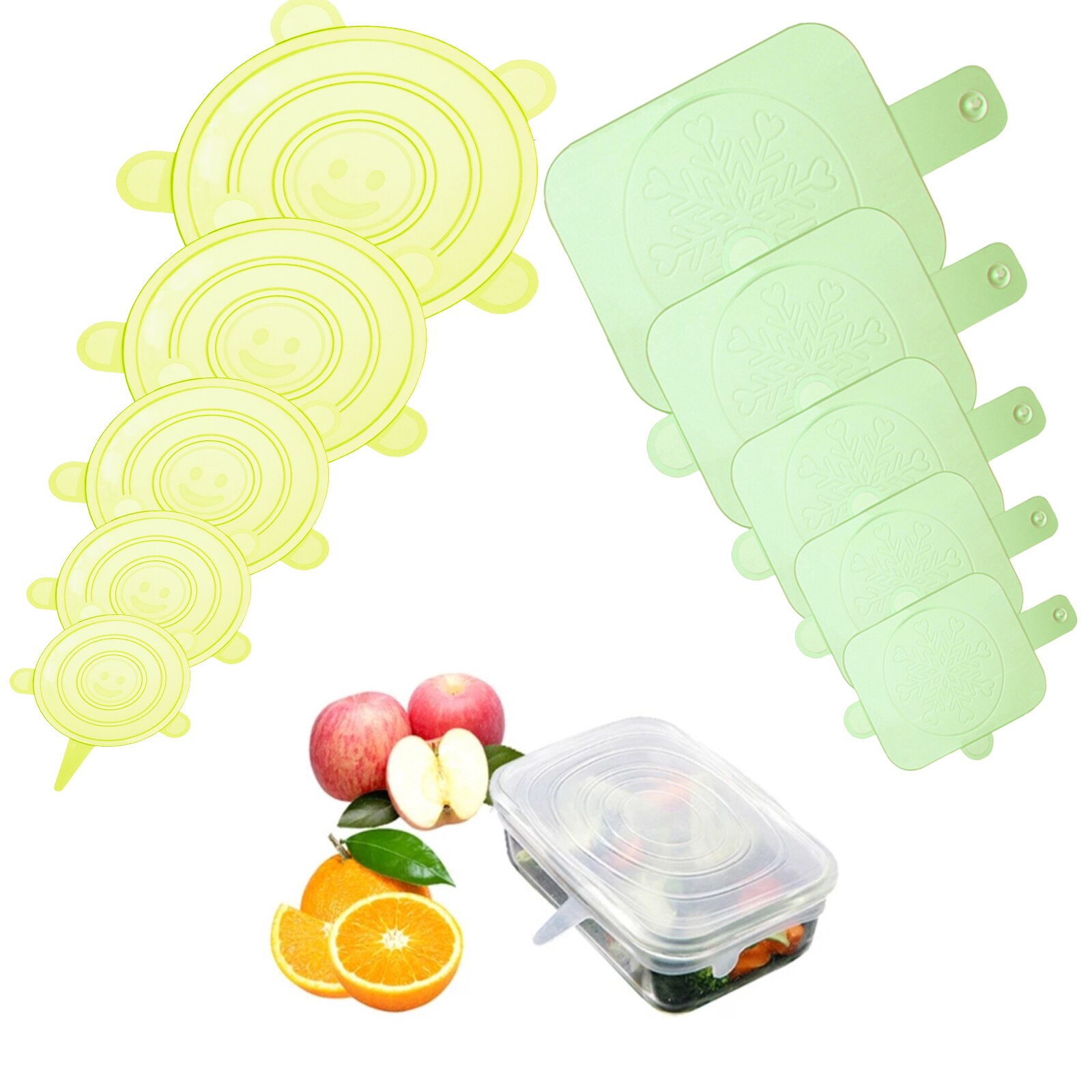 Couvercles alimentaires extensibles en Silicone, Pack de 10, sans BPA, réutilisables, durables, pour le stockage des aliments, pour bols, blanc, violet: yellow and green