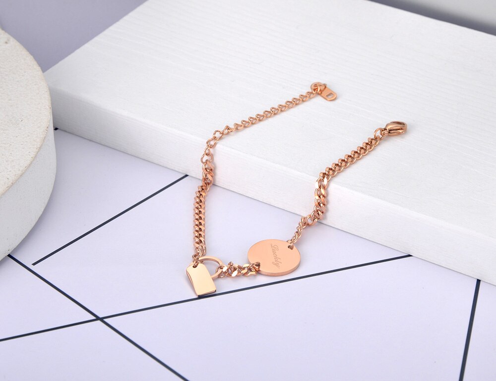 Lokaer Trendy Titanium Stainless Steel Chain & Link Female Bracelets Bangle Boho Luckly Charm Bracelet For Women Girls B20058