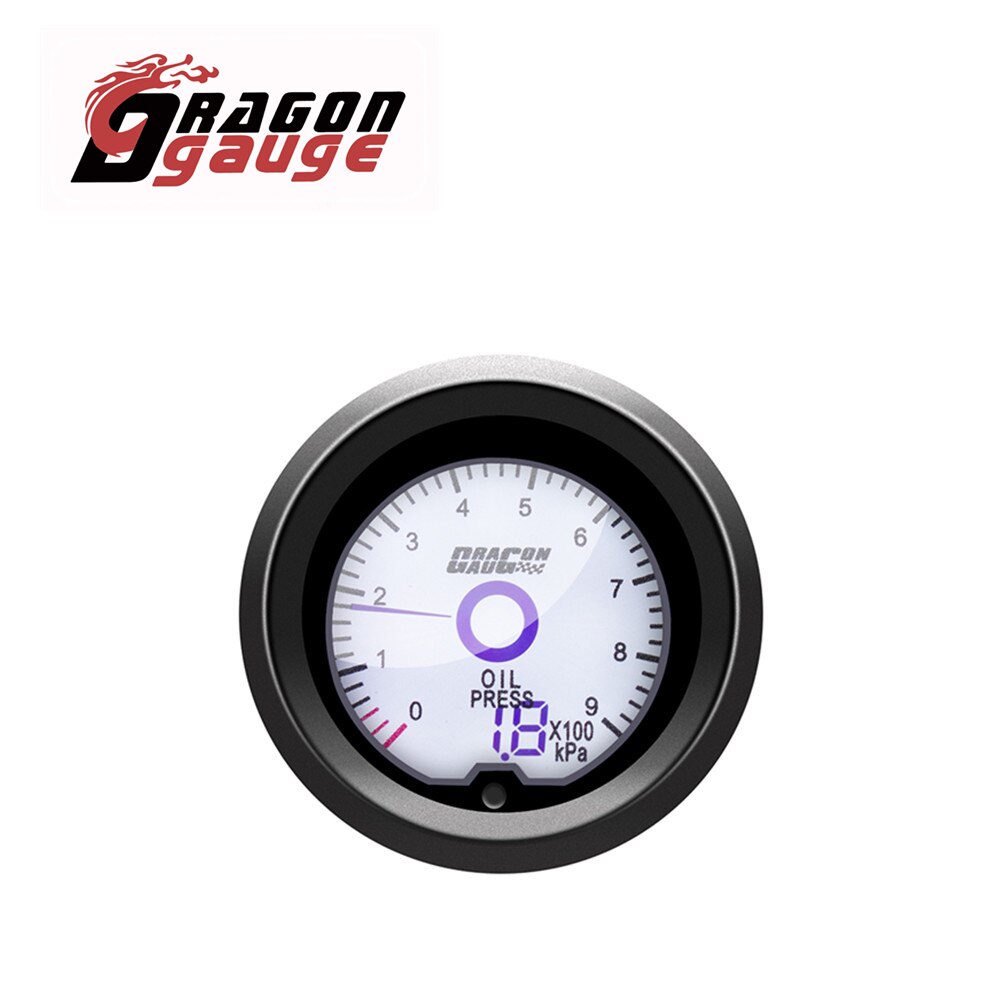 DRAGON GAUGE 52mm Tachometer Voltmeter Boost Vacuum Water Temp Oil Temp Oil Press Air Fuel Ratio EGT Gauge LCD Gauge for 12V Car: Oil Press Gauge