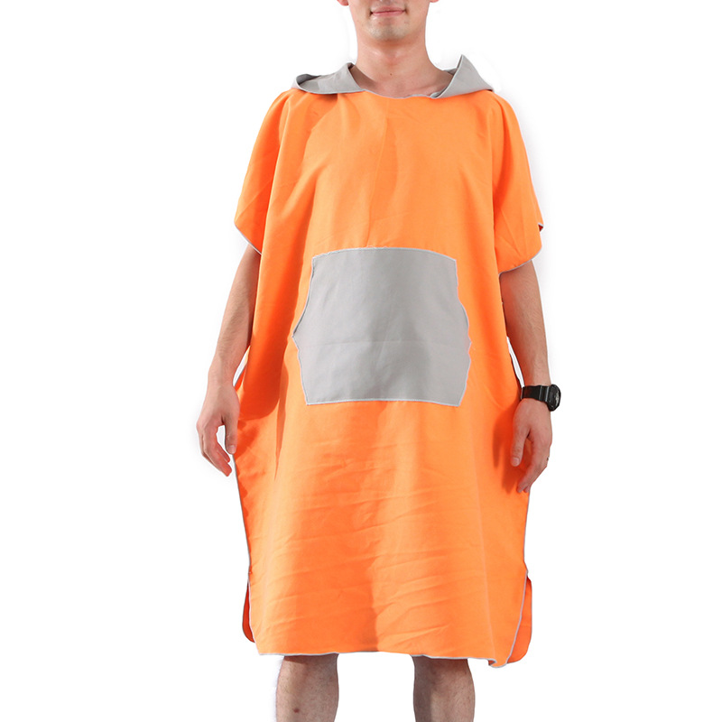 Badekåbe badehåndklæde udendørs sport voksen hætteklæde poncho badekåbe håndklæder kvinder mand badekåbe 80 x 110 cm: Orange