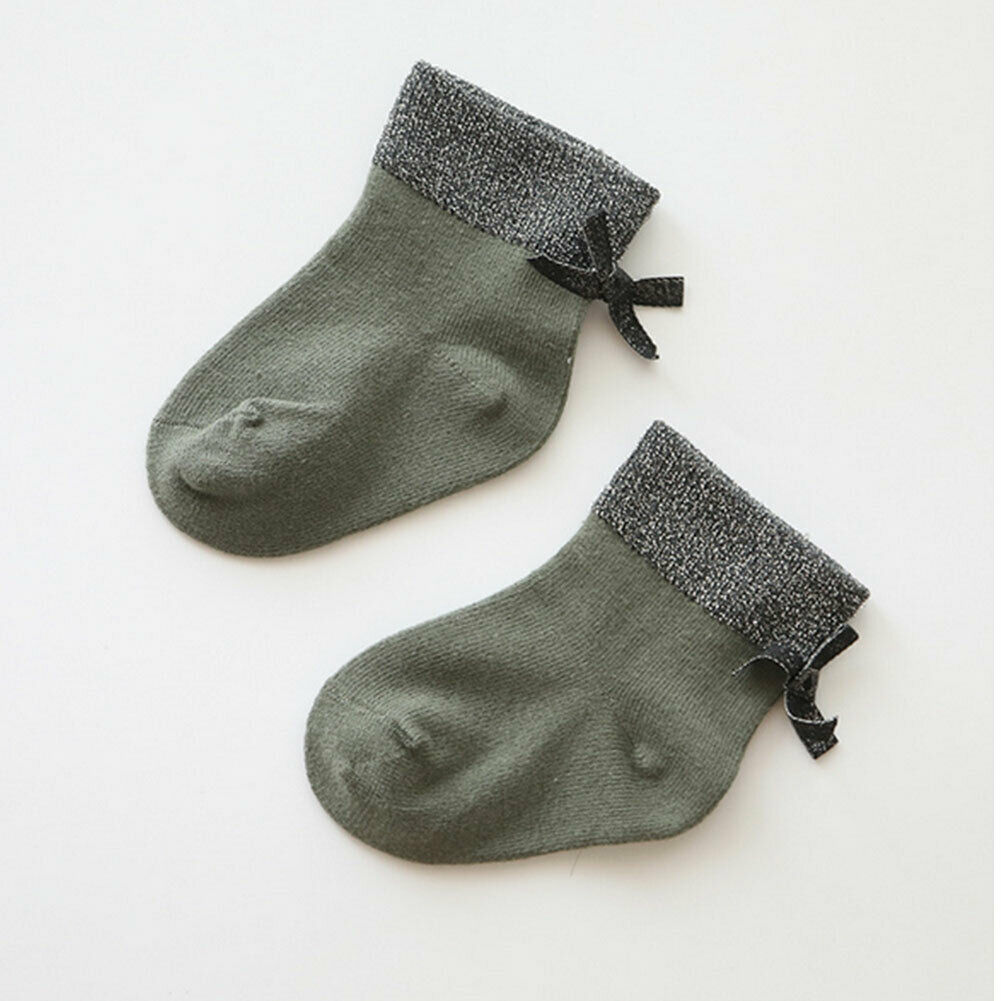 Brand Baby Girl Kid Socks Double Bow Knee High Autumn Winter Socks Patchwork Bow Socks 4 Colors 0-8Y: Green / 0 to 1 Years