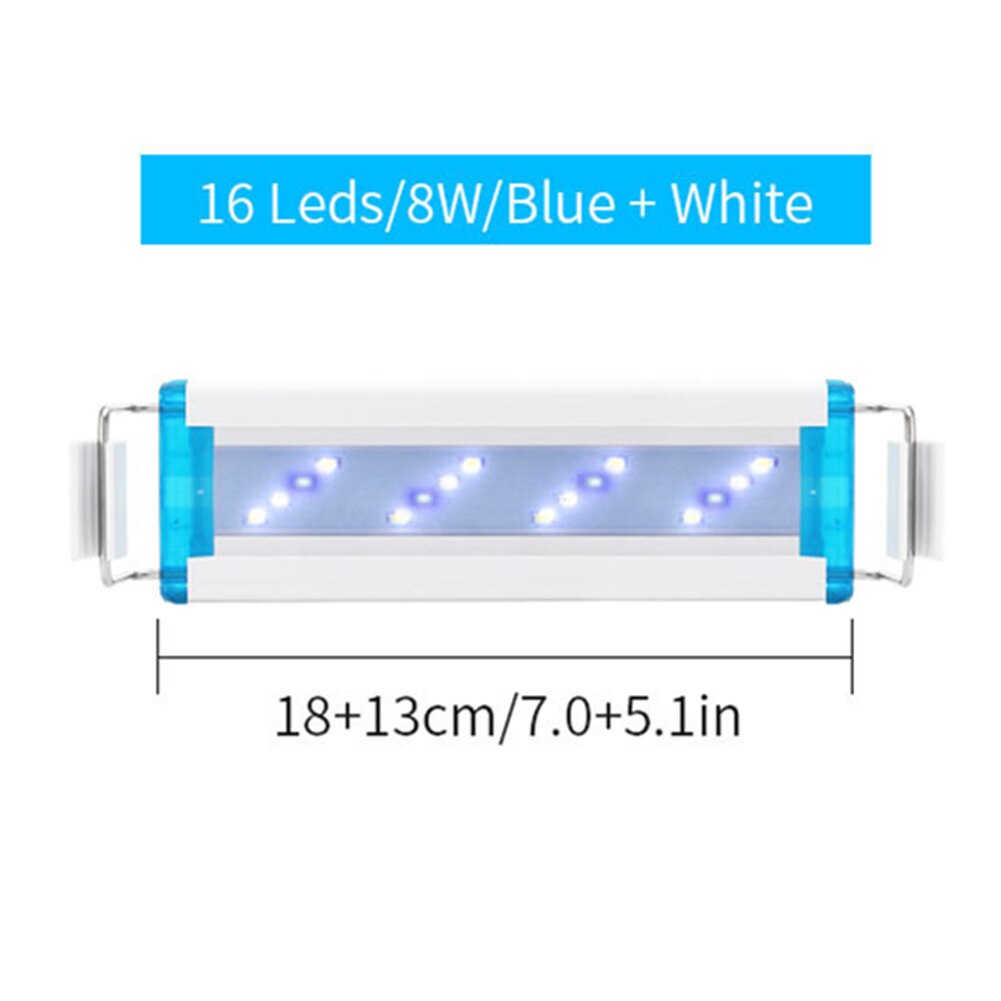 Aquarium LED Light Power Saving Super Fish Tank Aquatic Plant Landscape Grow Lighting Blue White Extensible Clip Lamp: SZD B20BW US