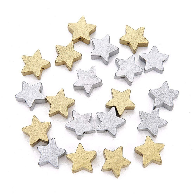 Natuurlijke Hout Kralen Goud Zilver Star Spacer Kralen End Caps Kralen Diy Sieraden Maken Bevindingen Charm Kralen
