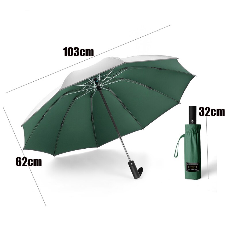 Uv Bescherming Paraplu Winddicht Reizen Tien Bone Vinyl Compact Folding Reverse Paraplu, voor Mannen En Vrouwen Tweeërlei Gebruik Dubbele