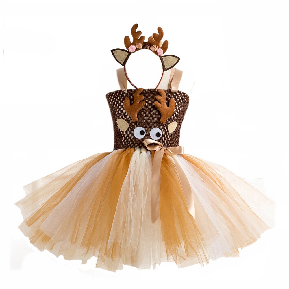 Costumes de noël pour filles cerf Tutu robe avec bandeau fille carnaval Costume ensemble pour enfants Costumes de nouvel an robe de fête: 10T