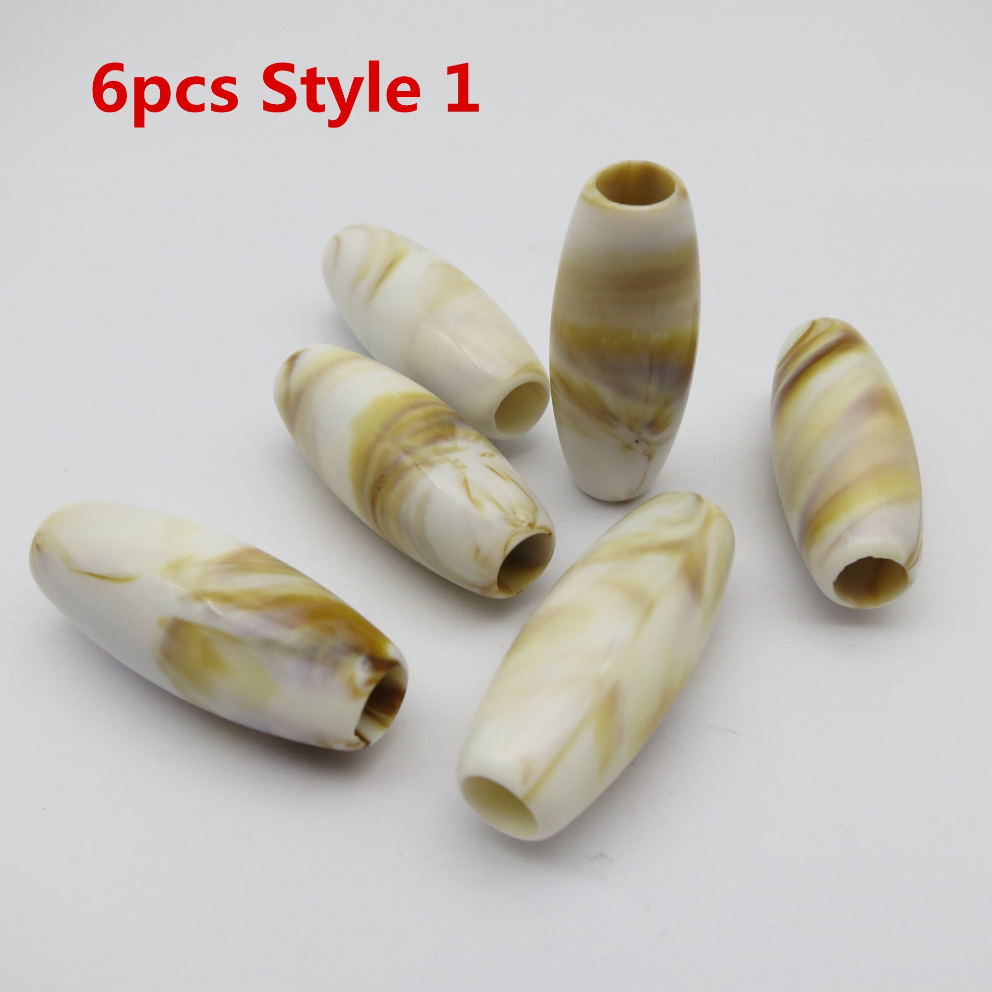 6Pcs/12Pcs Haak Vlechten Acryl Haar Vlecht Dread Baard Dreadlock Kralen Ringen Buis Voor Kinderen Meisjes Vrouwen haar Accessoires: 6pcs Style 1