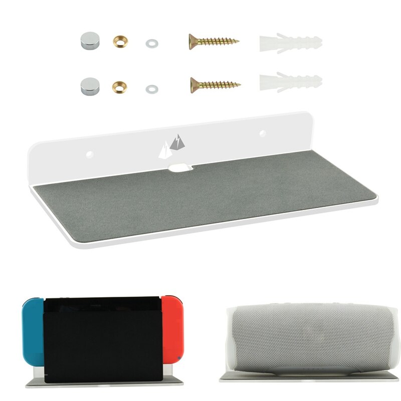 Wall Shelf Speaker Stand, Acrylic Wall Mount Display Shelf for Bluetooth Speaker, Webcam, Cell Phones, Toy: transparent