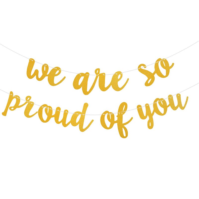 Happy Graduation Gold Glitter Paper Banner Bunting Garland Congrats Graduation Party Hanging Garland Decoration: C01